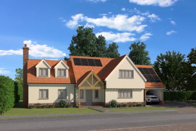 how to unlock land development potential with Photorealistic render image of new house design on plot